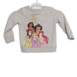 Disney Princess Toddler Girls Gray Sweatshirt Featuring Belle Rapunzel Ariel Jas